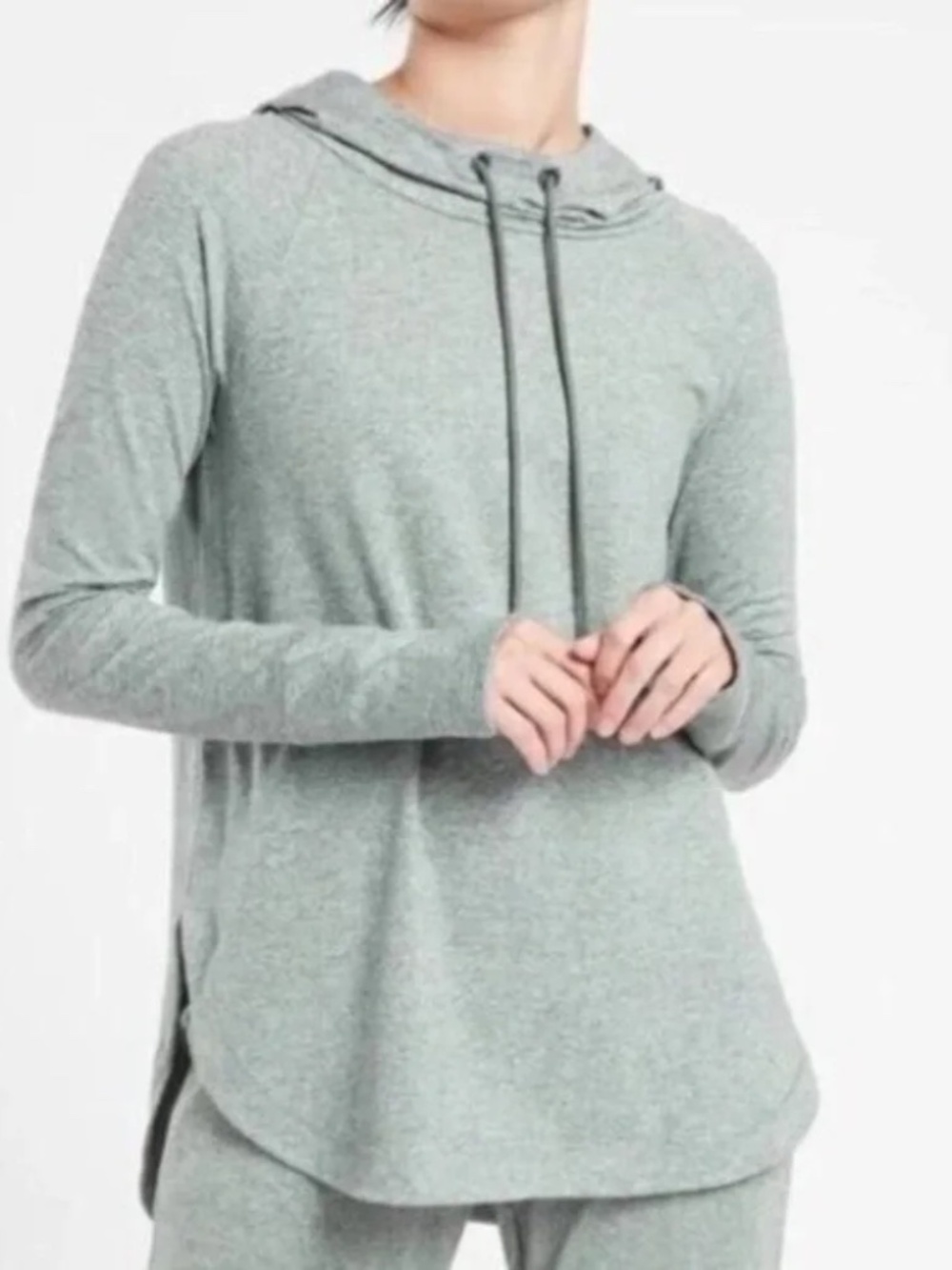 Athleta Uptempo Hoodie Sweatshirt Light Gray Lightweight Size Medium